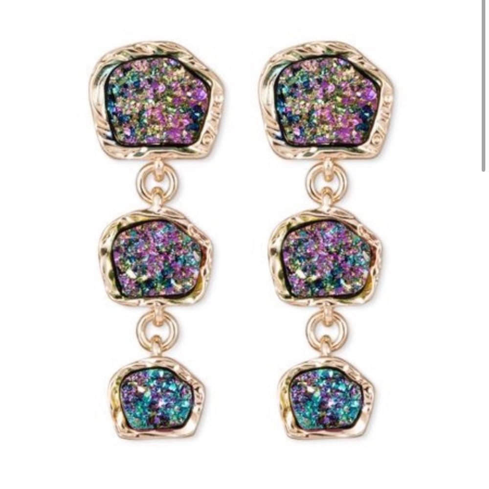 Baublebar Black Iridescent Geode Stone Drop Earrings